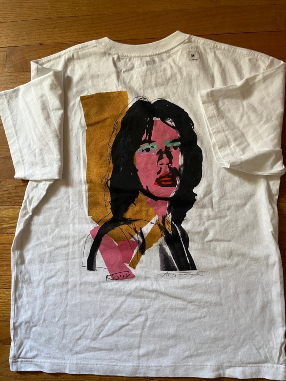 Andy Warhol Uniqlo White Short-Sleeve Tee with Mick Jagger
